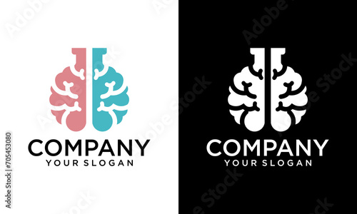 Creative Brain lab logo design on isolated background, smart science logo concept vector