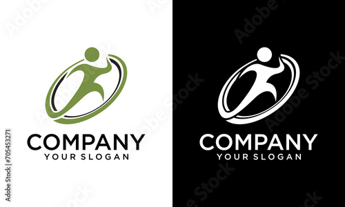 Creative athletic logo run logo people logo, health and physical wellness business icon isolated vector Logo template with abstract illustration of running human isolated in green circle. healthy peop