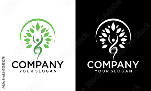 Creative People logo dna tree, Natural Genetic logo design. Illustration vector graphic of Tree Plant with DNA Gene logo design.
