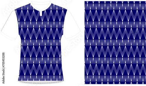 Jersey design sublimation t shirt Premium geometric pattern and wallpaper for walls colour white on nevi blue
