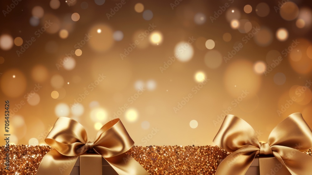 Seamless luxury gold background with golden ribbon elements with glittering light decoration. Seamless luxury gold background with golden ribbon elements with glittering light decoration.