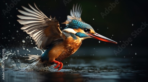 Kingfisher Hunting. Generative AI © Roman