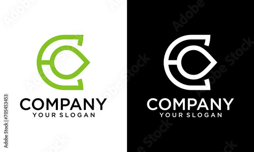 Creative Logo Letter C Leaf, Concept Letter C + Icon Green Leaf.