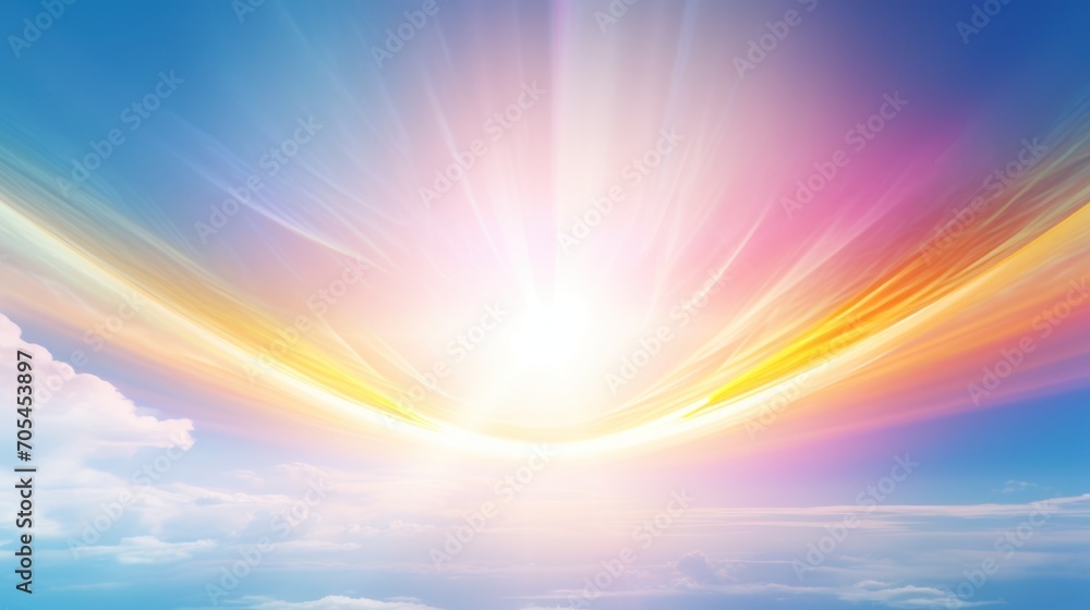 The sun shines brightly dynamic light rays Lens flare effect creates rainbow rings. The sun shines brightly dynamic light rays Lens flare effect creates rainbow rings.