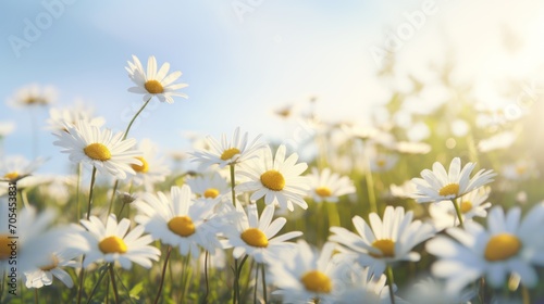 a field of white daisies swaying in the wind 