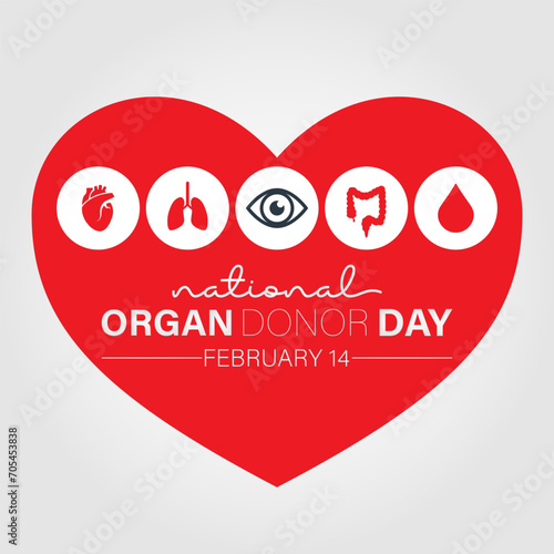 Organ Donor Day observed every year on february 14. Vector health banner, flyer, poster and social medial template design.