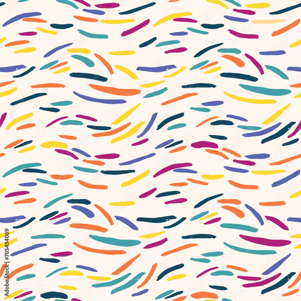 Seamless hand drawn pattern with color chaotic strokes