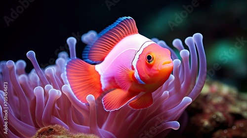 Pink skunk clownfish.. Generative AI © Roman