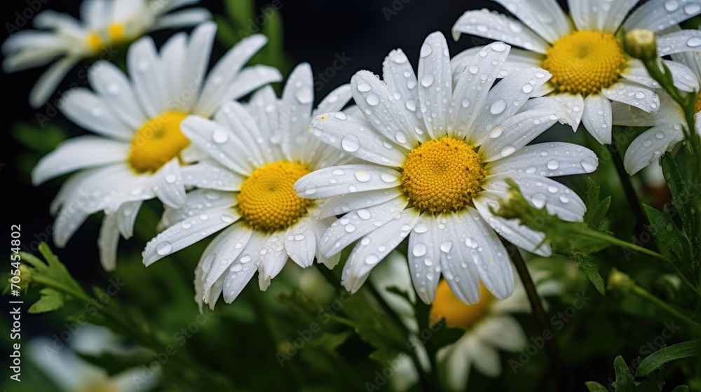 Obraz premium Raindrops on daisies.. Generative AI