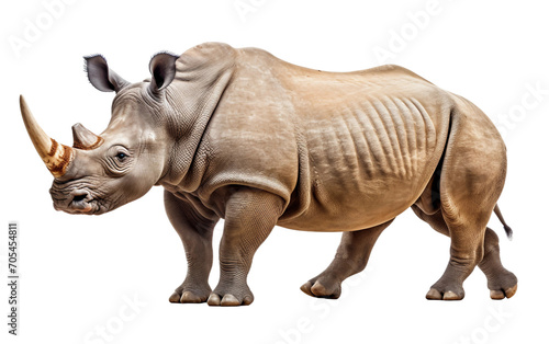 Majestic Sentinel  The Resilience of a Rhinoceros and Its Notable Horn Isolated on Transparent Background PNG.