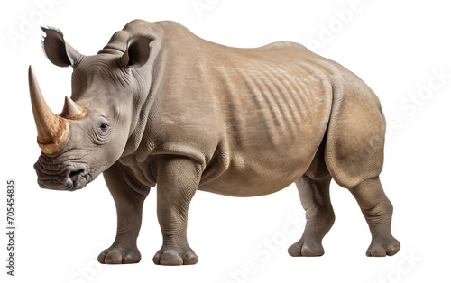 Guardian of the Savanna: The Sturdy Rhinoceros with Its Prominent Horn Isolated on Transparent Background PNG.