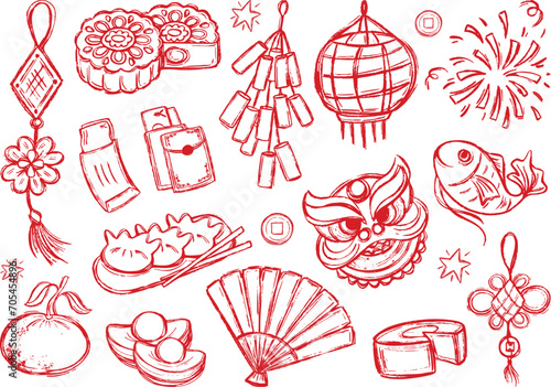 Doodle Line Chinese Lunar New Year Element photo
