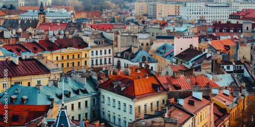 Top View Of Building Rooftops For Wallpaper Created Using Artificial Intelligence