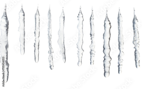 Sparkling Ice Cascades on the Rooftop Isolated on Transparent Background PNG.