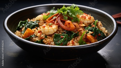 Octopus Fried Rice with Green Vegetables
