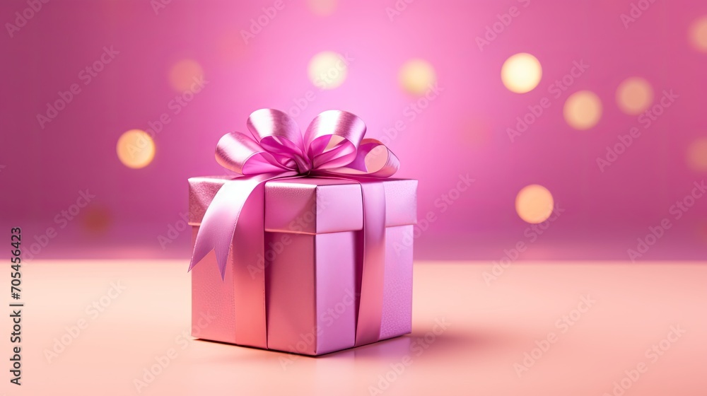 Wrapped Pink Gift. Generative AI Wrapped Pink Gift. Generative AI
