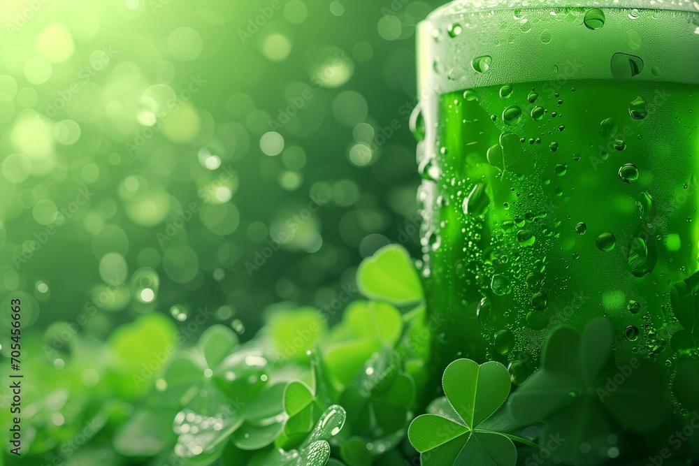 St. Patrick's Day Cheer: Sparkling Green Beer with Clover Decor