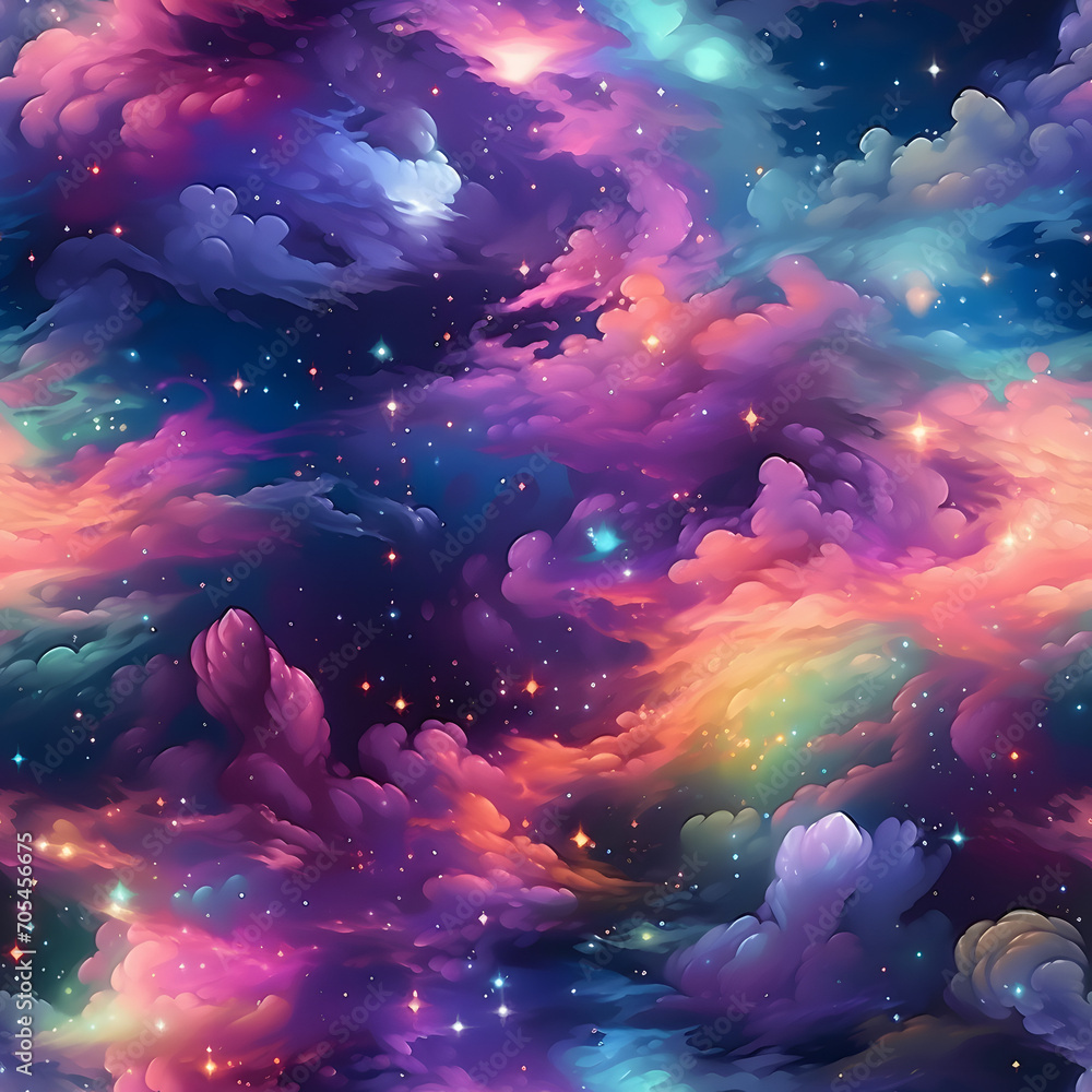Space Nebula, cosmic colors, vector, Seamless patterns