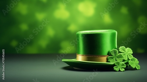 Elegant Green Velvet Top-hat with Golden Sparkle for St. Patrick's Day