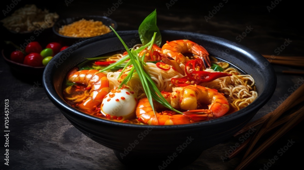 Shrimp Ramen with Coriander and Vegetables