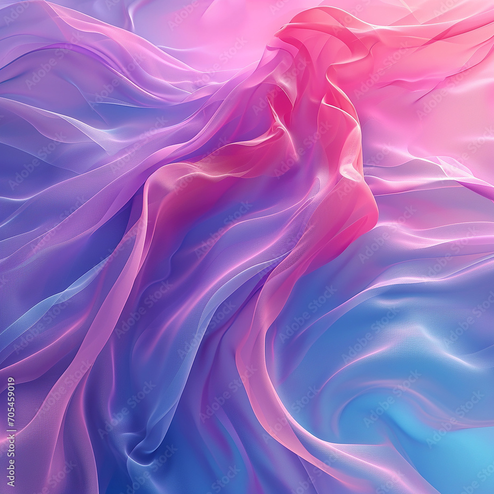 Obraz premium Abstract background of blue and pink wavy silk or satin.