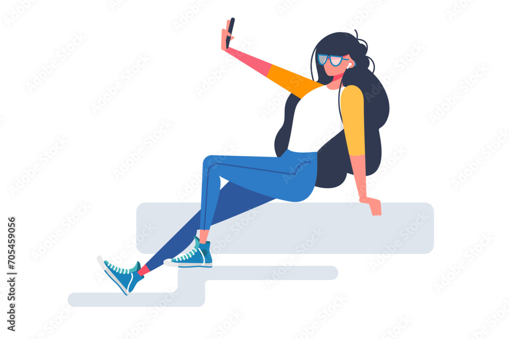 Fototapeta premium Selfie Taker on Ledge