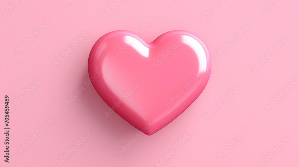 Shiny Pink heart on a pink background.