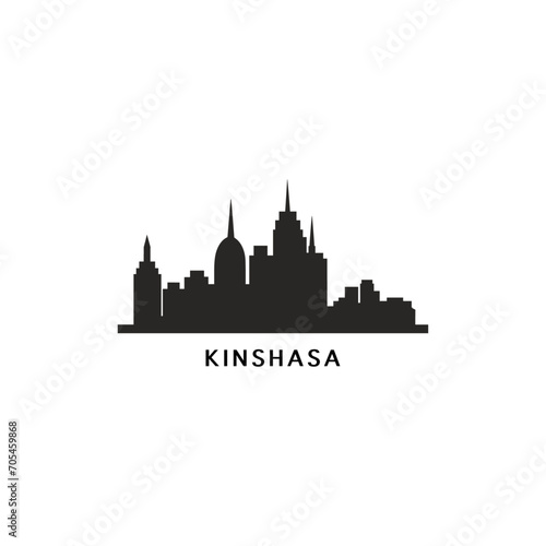 Kinshasa cityscape skyline city panorama vector flat modern logo icon. Democratic Republic of the Congo emblem idea with landmarks and building silhouettes. Isolated graphic