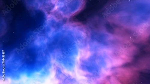 Cosmic background with a blue purple nebula and stars 