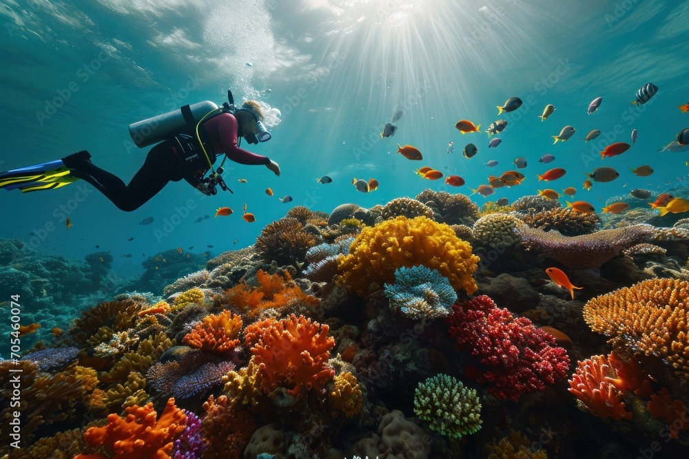 custom made wallpaper toronto digitala marine biologist conducting research on coral reef. Diver