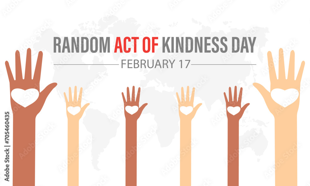 Fototapeta premium Random Act of Kindness Day celebrated every year of 17th February. Vector banner, flyer, poster and social medial template design.