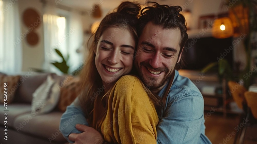 Fototapeta premium couple sitting on sofa