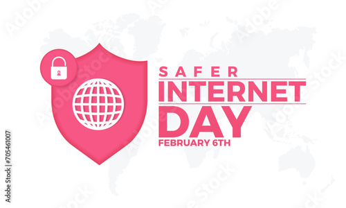 Safer Internet Day celebrated every year on 6th February. Vector banner, flyer, poster and social medial template design.