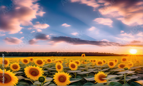 Wallpaper Mural Golden Symphony Swaying in Sun-Kissed Sea, Velvet Faces Drinking Liquid Flame, Emerald Embrace Cradling Prismatic Dreams, Bee-Kissed Dance on Canvas of Sky, Laughter in a Million Sun-Kissed Eyes. Torontodigital.ca