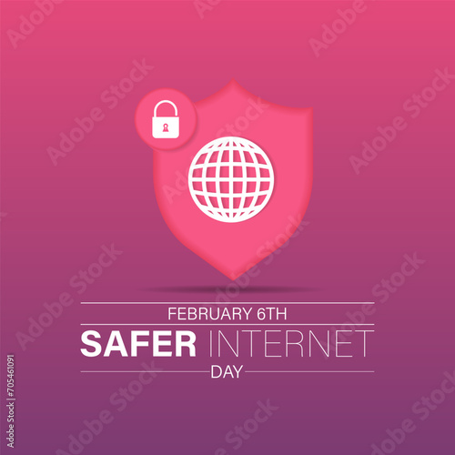 Safer Internet Day celebrated every year on 6th February. Vector banner, flyer, poster and social medial template design.