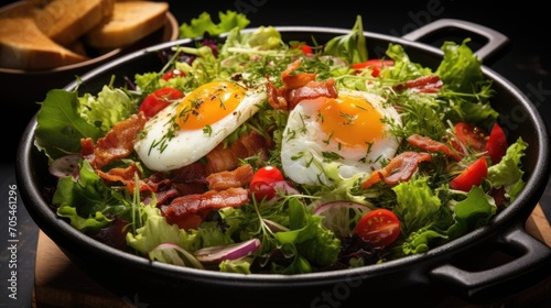 Vosges Salad vinaigrette, meat salad, bacon, eggs, croutons, lettuce, salad dressing