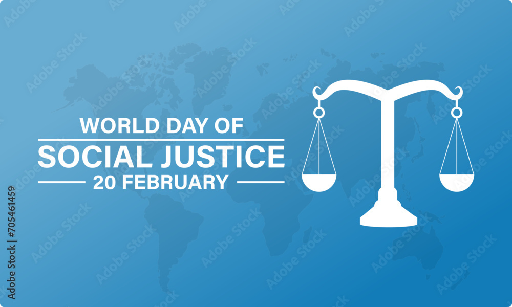World Day of Social Justice celebrated every year of 20th February, Vector banner, flyer, poster and social medial template design.