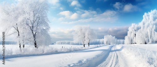Panaromic view of winter landscape.