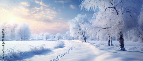 Panaromic view of winter landscape. © Shanorsila