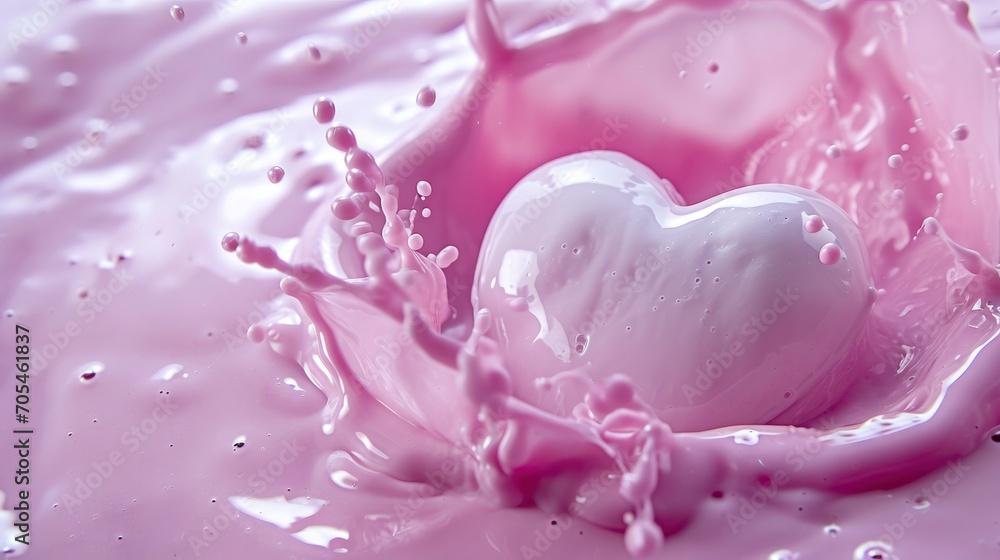 Pink heart shape splash, a romantic love symbol for Valentines Day Pink heart shape splash, a romantic love symbol for Valentines Day