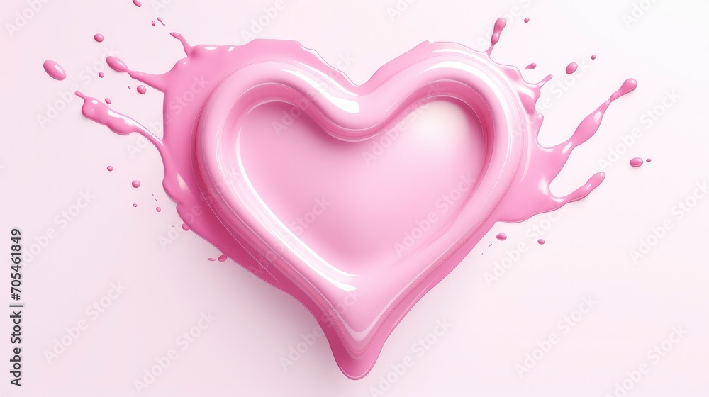 Pink heart shape splash, a romantic love symbol for Valentines Day