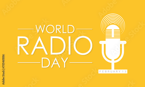 World Radio Day celebrated every year on 13th February. Vector banner, flyer, poster and social medial template design.