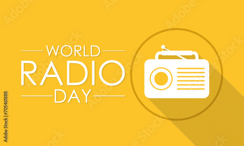 World Radio Day celebrated every year on 13th February. Vector banner, flyer, poster and social medial template design.