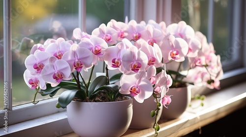 Wallpaper Mural White, pink and purple moth orchids near the home decoration window Torontodigital.ca