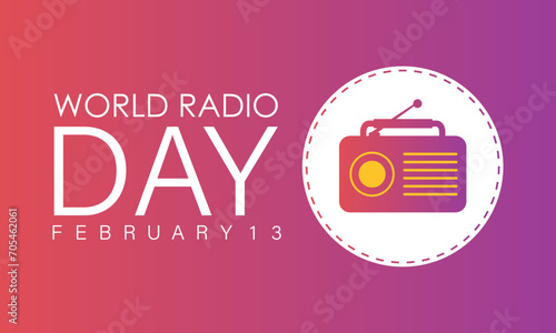 World Radio Day celebrated every year on 13th February. Vector banner, flyer, poster and social medial template design.