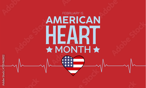 American Heart Month design observed every year in month of february. Vector health banner, flyer, poster and social medial template design.