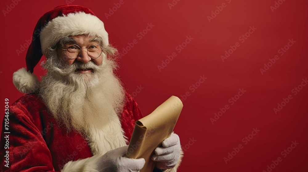 Naklejka premium Santa claus with naughty and nice list