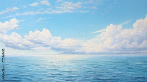Blue sky leaving for horizon above a sea