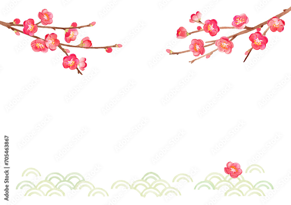 梅 水彩 背景イラスト 梅 水彩 背景イラスト