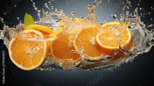 orange in water splash isolated on background